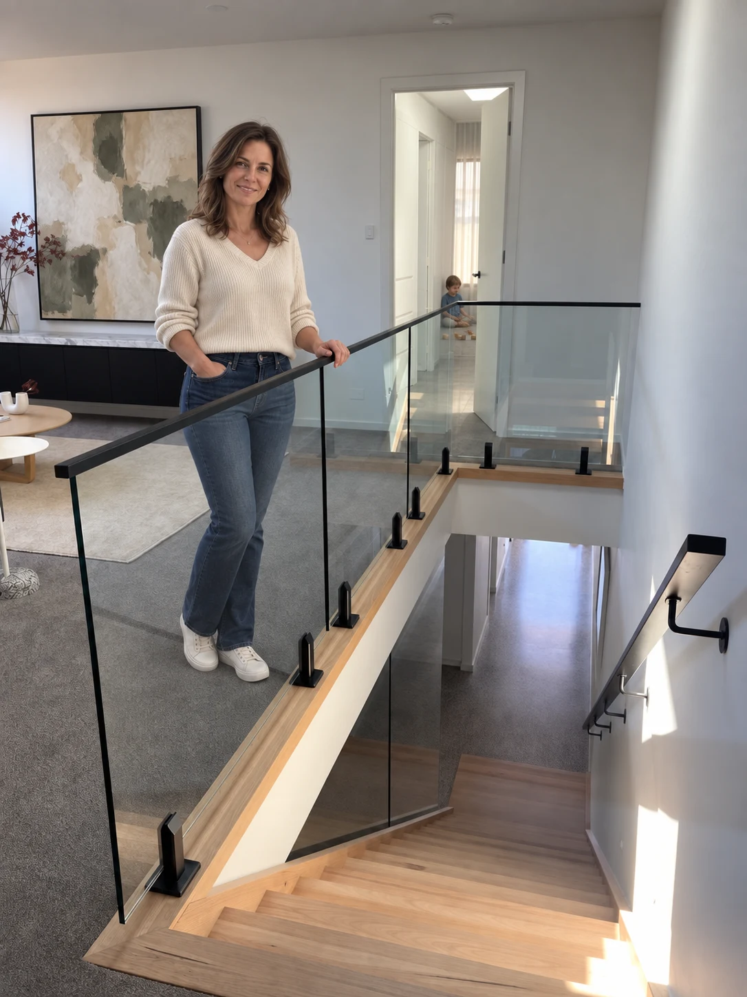 Glass along an open living space