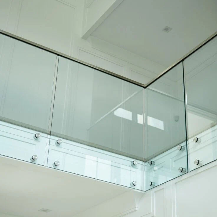 Glass around an upper landing