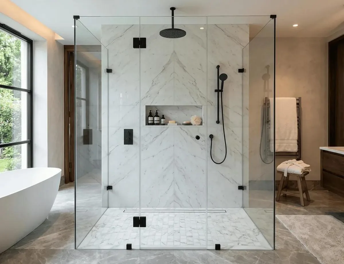Marble and black hardware