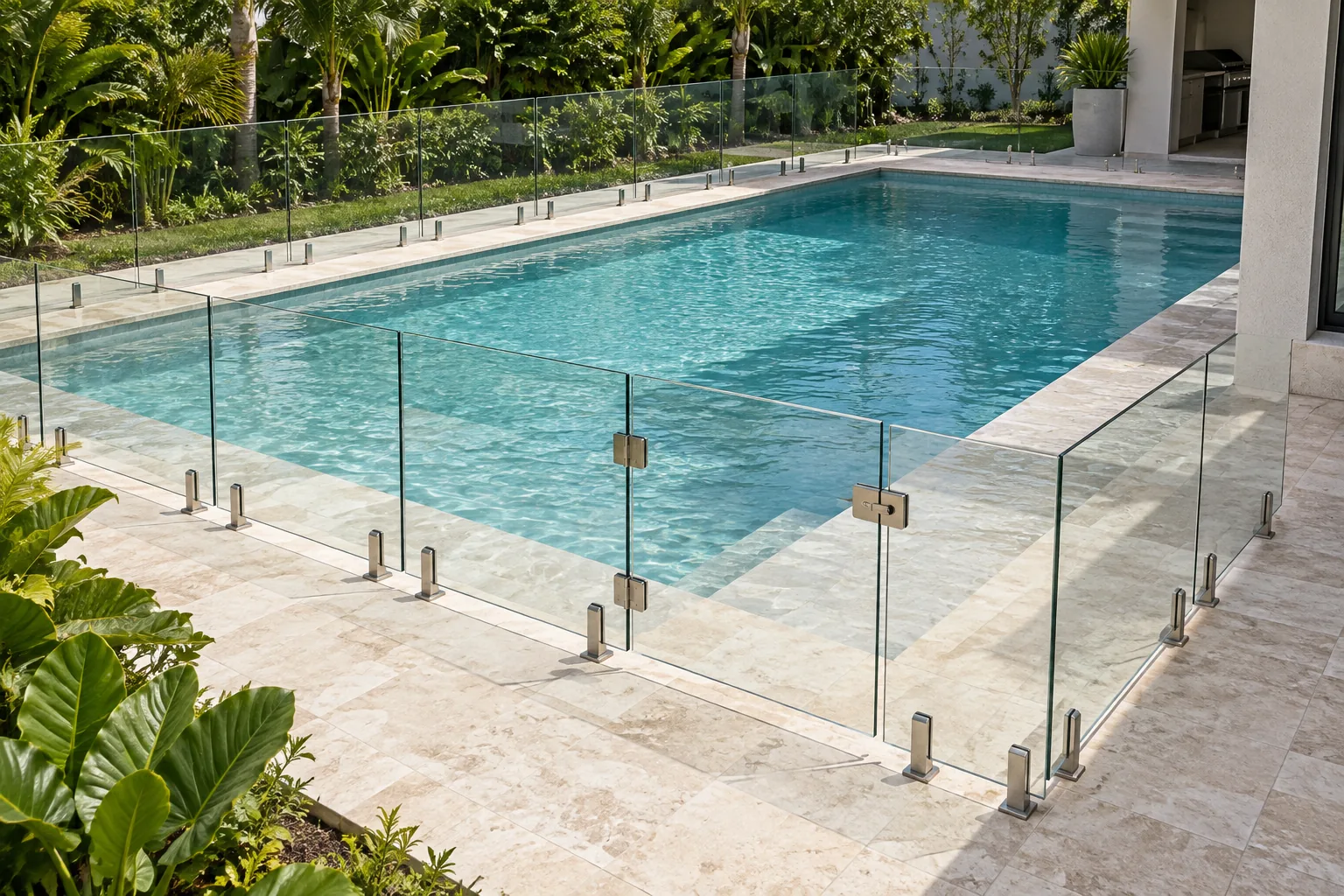 A pool barrier on stainless spigots